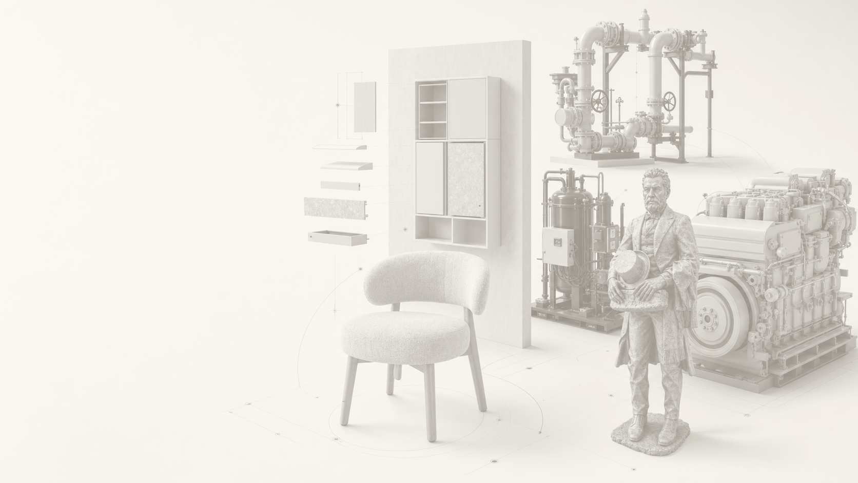 360models hero scene with configurable furniture, industrial assets, cultural heritage and inspection workflows