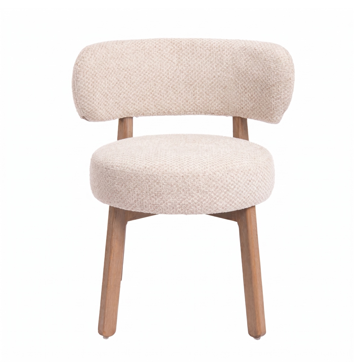 White Japandi chair, front view